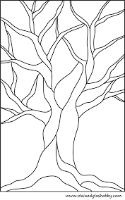 autumn tree no leaves stained glass pattern