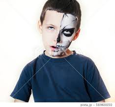 little cute boy with face paint like