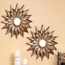 wooden round decorative wall mirror