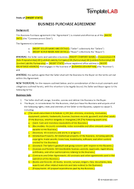 business purchase agreement templates