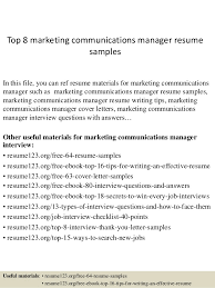 Top 8 Marketing Communications Manager Resume Samples