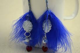 These feather earrings set might be my favorite out of all the leather earrings i've made. Diy Feather Earrings Feather S Blue Combined With Pearl S Pure White How To Make A Feather Earring Jewelry On Cut Out Keep