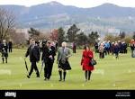 The duke of rothesay walks across ballater golf club hi-res stock ...