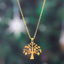 22k gold plated tree pendant necklace