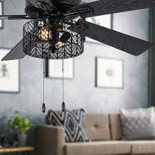 Indoor Black Ceiling Fan With Light Kit