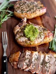 grilled thick cut pork chops from