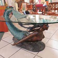 Bronze Mermaid Coffee End Table With