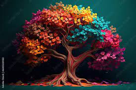colorful tree with leaves on hanging
