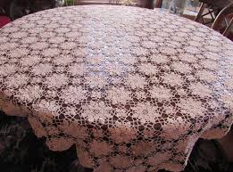 Crochet Table Cloth Ecru Tone Lace Star