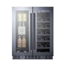 Summit Appliance 24 In Built In French Door Dual Zone 21 Bottle Wine And 60 Can Beverage Cooler