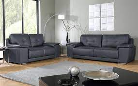 Kansas Grey Leather Sofa 3 2 Seater