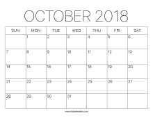 october 2018 calendar printable old