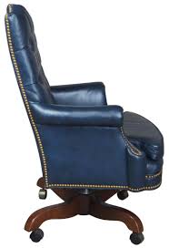 Blue, executive chairs office & conference room chairs : North Hickory Furniture Tufted Blue Leather Executive Office Chair Nailhead Trim At 1stdibs
