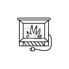 Electic Fireplace Line Icon Of Vintage