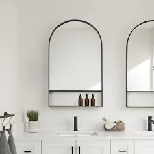Black Metal Arched Wall Mirror