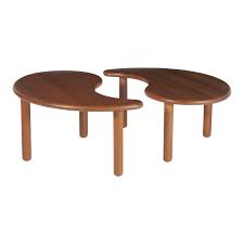 Unusual kidney shaped desk made with high detailed mahogany woods,showing two pull out draws,and two pull out trays left and right.beautiful piece. 1950s Danish Teak Double Kidney Shaped Coffee Table Chairish