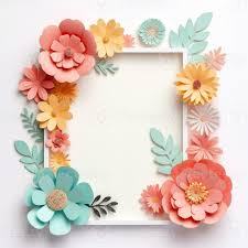 frame made of paper flowers postcard