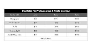 day rates for photographers artists
