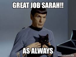 Funny job memes and work jokes. Great Job Sarah As Always Spock And Cat Meme Make A Meme