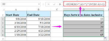 two dates including start date in excel