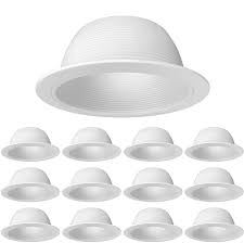 12 Pack Procuru 6 Metal Recessed Can Light Trim Cover Step Baffle With Ring White Amazon Com