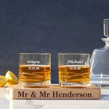 Personalised Set Of Two Whiskey Glasses