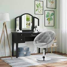 homcom grey modern makeup vanity chair