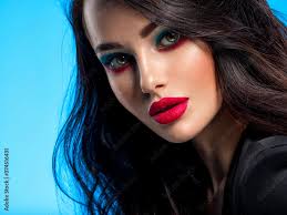 bright blue makeup beautiful brunette