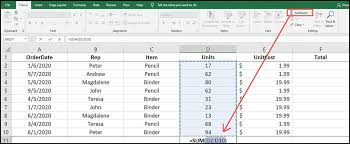 autosum function in google sheets