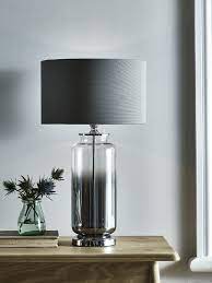 grey smoked glass table lamp