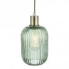 Easy Fit Ceiling Pendant Green Ribbed