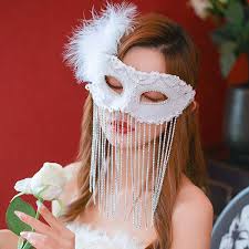 masquerade mask white rhinestone