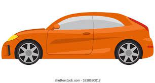 Hatchback Car Side View Orange Automobile In Cartoon Style Stock  gambar png