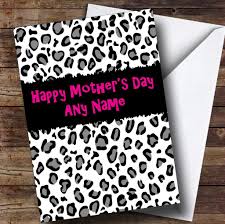 Black And White Leopard Print Personalised Mother S Day Card The