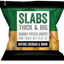 SLABS Thick & Big Potato Crisps 80gm Mature Cheddar & Onion - Farmers Fayre