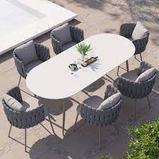 7 Pieces Outdoor Dining Set With Oval