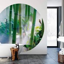 Round Wallpaper Bamboo Forest Wall