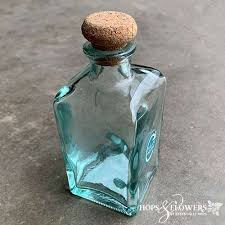 Blue Glass Bottle With Cork Glassware