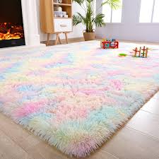 lochas fluffy rainbow area rugs for