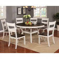 Traditional dining room furniture can imbue a room with the sense of opulence. Juniper 7 Piece Round Table Dining Room Set In Antique White Dark Oak Finish By Furniture Of America Foa Cm3162wh Rt