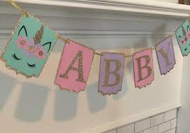 Unicorn Birthday Name Banner In 2019 Products Birthday