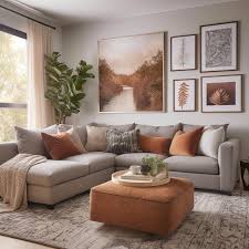 Comfortable Sectional Sofa And Textured Rug