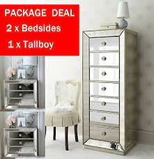 mirrored bedside tables 7 drawer