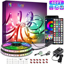Amazon Com 40ft Led Strip Lights Phone App Control With Ir Remote Built In Mic Music Sync Led Lights For Bedroom Dorm Room Home Decoration 40ft App Remote Mic Control Home Improvement