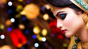women makeup face indian bokeh