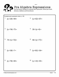 Grade 9 ratio algebra questions with answers are presented. Simplify Expression Worksheets
