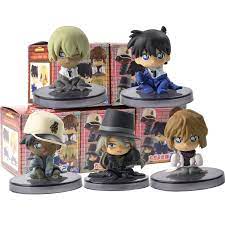 5pcs/lot Detective Conan Figures Conan Bourbon Furuya Rei Sherry Haibara  Heiji Gin Model Toys Children Gift|Action Figures