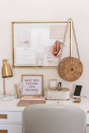dusty rose and gold office tour