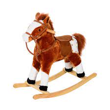 homcom rocking horse toy plush wood