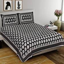 Cotton Black White Bed Sheet